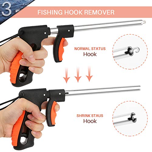 mouhike Fishing Tool Kit Fishing Pliers, Fish Lip Gripper, Fishing Hook Remover, Handheld Digital Fishing Scale, Ice Fly Fish Pliers Fishing Gear Accessories Fishermen Gift (Battery Not Included) - color: Orange+Black, style: 3pcs_Tools