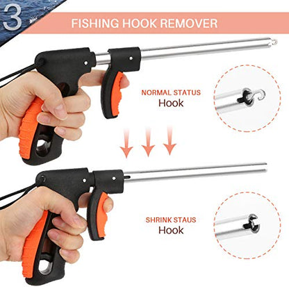 mouhike Fishing Tool Kit Fishing Pliers, Fish Lip Gripper, Fishing Hook Remover, Handheld Digital Fishing Scale, Ice Fly Fish Pliers Fishing Gear Accessories Fishermen Gift (Battery Not Included) - color: Orange+Black, style: 3pcs_Tools