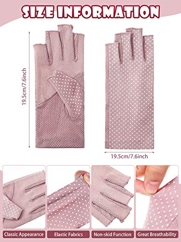 Sunblock Fingerless Gloves Non-slip UV Protection Driving Gloves Summer Outdoor Mittens for Women Girls - color: Beige, Pink, Black