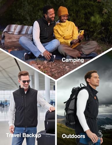 fit space Men's Lightweight Vest Softshell Sleeveless Windproof Jacket with Zipper Pcoket Cycling Travel Hiking Running Golf - color: Black, size: X-Large
