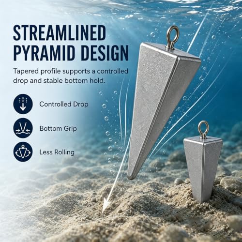 Pyramid Sinkers Fishing Weights, Saltwater Fishing Sinkers for Surf Fishing Gear Tackle - 1oz, 2oz, 3oz - style: 6 Ounce-8pcs