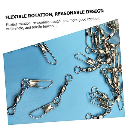 50Pcs Fishing Swivels Snap Connectors 6# 8# 10# 12# 14# Assorted Sizes Durable Fishing Tackle for Freshwater Fishing Fish Line and Lure Connectors