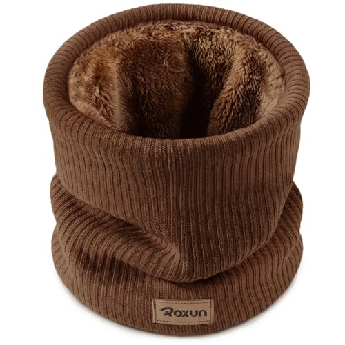 ROXUN Winter Neck Gaiter, Neck Warmer Cover Ski Gaiters for Men/Women | Soft Thick Fleece; Gentle on Skin; Stretchy Fit; Multi-function; Elegant Chic Look; Multi-color Options - color: Brown