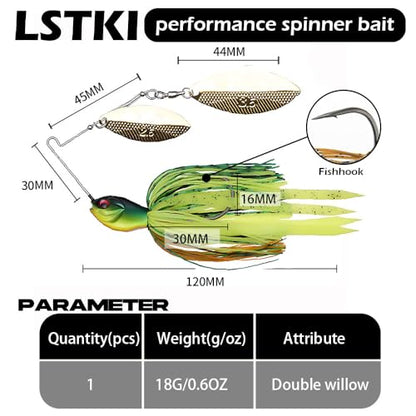 Spinnerbaits Fishing Lures, Bass Fishing Lures Weighted Spinner Baits Buzzbait, Hard Metal Lure Topwater Swimbait Jig for Trout Salmon Pike Bass Saltwater Freshwater Saltwater - color: E