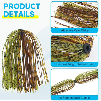 Silicone Jig Skirts Spinnerbait Skirts Replacement 12/24 Bundles DIY Bass Fishing Jigs Lure Skirts for Spinner Bait Buzzbaits Squid Jig Spoon Blade Fly Tying Material - style: Type A-24pcs