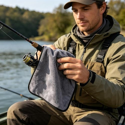 Fishing Towel with Clip with Carabiner Clip Retractable 12X12In Absorbent | Portable Bait Towels for Men Women Fisherman Fly Boat Kayak Outdoor