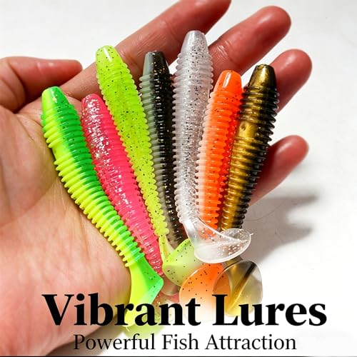 15 Pack Soft Lure, Curly Tail Twisted Worm Bait, Dual Color High Flexible for All Game Fish Freshwater Saltwater - color: White