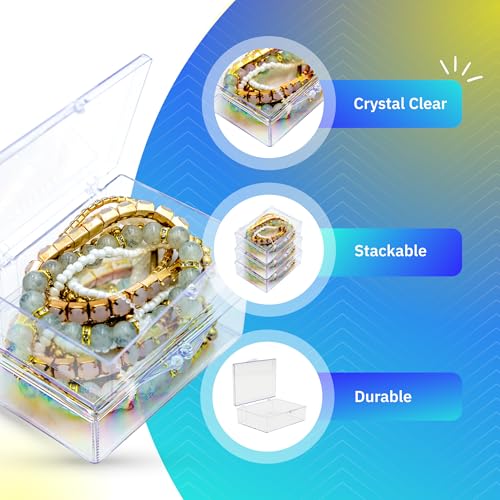 10-Pack Clear Hinged Plastic Containers, Keepsake Storage Boxes, 3 1/2" L x 2 9/16" W x 1" H, Made in USA, Plastic Display Case or Small Box for Storage and Organization - size: 3.5" x 2.56" x 1.0"