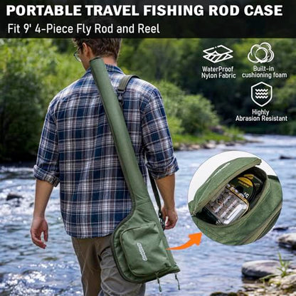 QualyQualy Fly Fishing Combo Starter Kit, 9Ft Fly Rod 4-Piece Graphite Rod with Bag, Accessories, Die Cast Aluminum Pre-Loaded Reel, Chest Pack, Fly Fishng Net & Flies - color: A-5/6-Green Reel (Pack &Net)