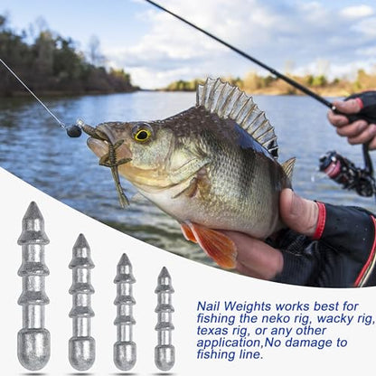 Nail Weights for Bass Fishing Sinkers Weights,40pcs Wacky Worm Weights Insert Sinkers Weights for Plastic Wacky Rig Bass Fishing - style: 1/8oz - 40pcs