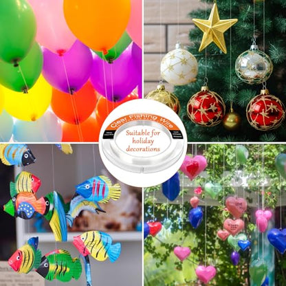 Clear Fishing Line Wire 755 ft, Invisible Monofilament Fishing Line Wire, Nylon String for Hanging Balloons Garland Crafts Picture Decorations, Clear String Threads Cords WUINOID - style: 0.2mm/1640ft