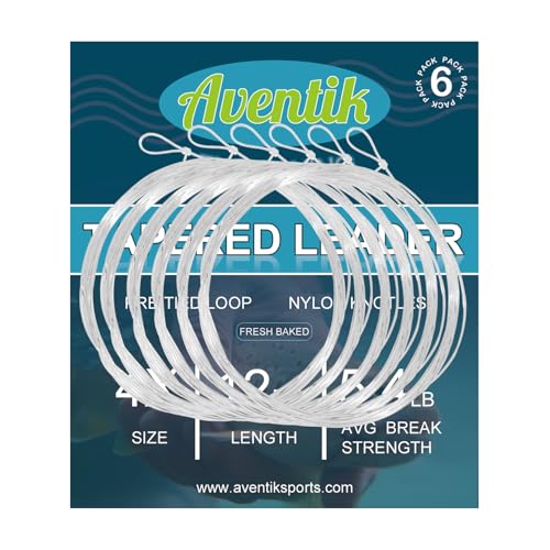 Aventik Fly Fishing Tapered Leader Pre-Tied Loop Fishing Leader Line 7.5FT 9.0FT 12FT - size: 12FT-6pack