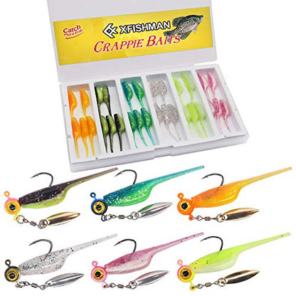 Crappie-Baits- Plastics-Jig-Heads-Kit-Shad-Minnow-Fishing-Lures-for Crappie-Panfish-Bluegill-40 &135 Piece Kit - color: BABY SHAD 40 pc.KIT COMBO 2