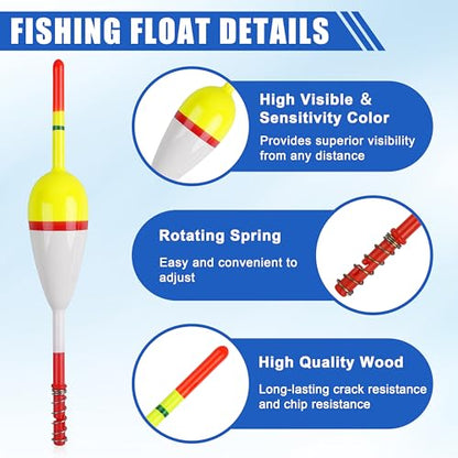 Wood Slip Bobbers Fishing Floats and Bobbers Spring Oval Stick Slip Floats for Crappie Catfish Trout Panfish Walleyes Bass Fishing 10/20pcs - color: 1.97in*0.91in*5.63in-20pcs