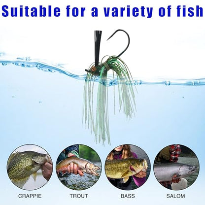 Bass Weedless Fishing Jigs Set, Bass Fishing Lures with Weed Guard Silicone Skirts Rubber Flipping Jigs Swim Jig Kit Skipping Jig for Bass Fishing - style: 6pcs