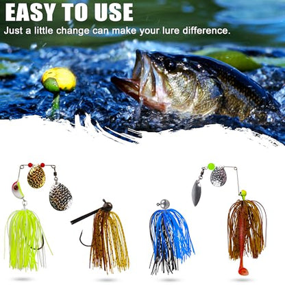 OROOTL Silicone Jig Skirts Spinnerbait Skirt Replacement Bass Fishing Lures for DIY Spinner Baits Buzzbaits Squid Jig Accessories - color: C-Skirts-12pcs