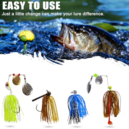 OROOTL Silicone Jig Skirts Spinnerbait Skirt Replacement Bass Fishing Lures for DIY Spinner Baits Buzzbaits Squid Jig Accessories - color: C-Skirts-12pcs