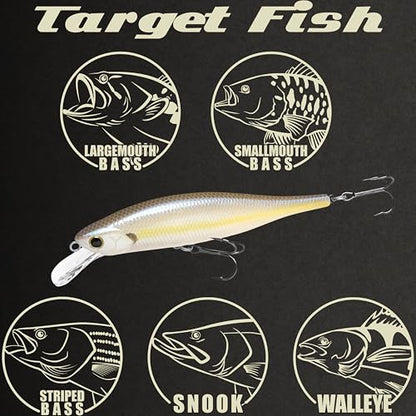 LUCKY CRAFT Lightning Pointer 98XR, Freshwater Bass Fishing Lures and Walleye Fishing Lures, 4" Slow Sinking Jerkbait, 6-7ft Depth, Largemouth Smallmouth, Tournament Fishing Gear - color: 250 Chartreuse Shad