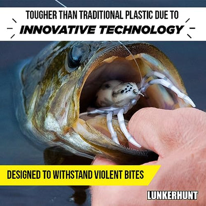 LUNKERHUNT Phantom Spider Lure for Bass Fishing (2.5 Inch) | Topwater Spider Fishing Lure with Natural Walking Action | Soft Hollow Body Weedless Hooks for Trout and Pike - color: White Wolf