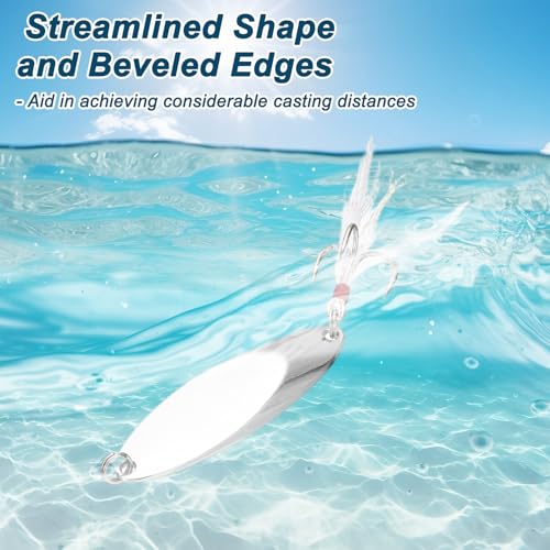 Fishing Spoons Lures, Metal Saltwater Treble Trout Lures Jigging Spoon with Treble Hooks Spinner Baits for Freshwater - color: Silver, size: 20g / 3/4oz