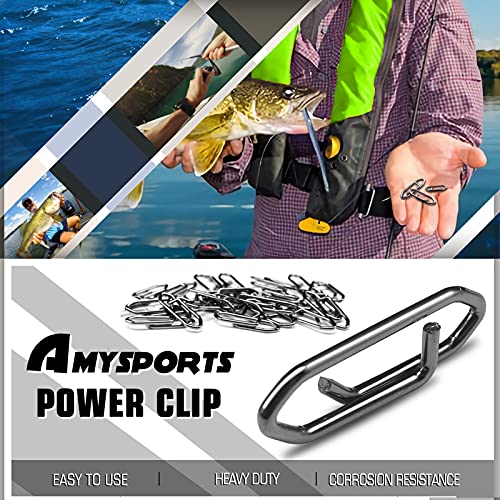 AMYSPORTS High Strength Fishing Snap Saltwater Stainless Connector Snaps Swivels Tackle Steel Power Fishing Clip Lure Quick Change Black Nickel - size: Size3 (70lb) 50 pcs
