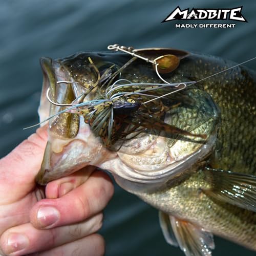 MadBite by KastKing Spinnerbait Fishing Lures, Bass Trout Salmon Walleye Stainless Steel Spinner Baits Kit, Saltwater Freshwater, 4 pcs - color: Muddy Water - Double Willow, size: 1/2oz