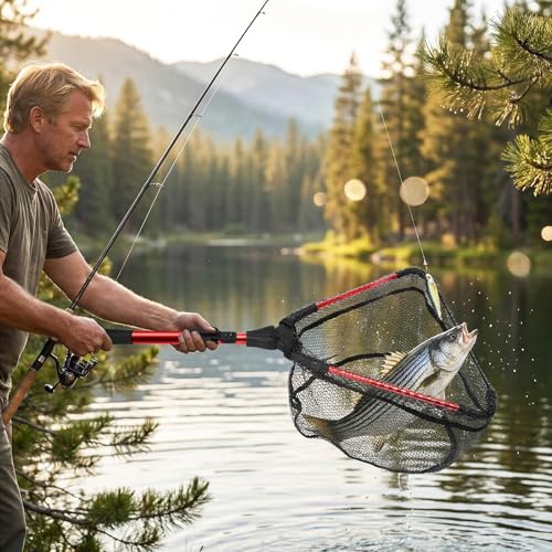 3PCS Fishing Tool Kit - Collapsible Fishing Net, Foldable Fishing Basket, Fishing Pliers Hook Remover, Gifts for Fishermen, Dad, Men