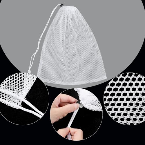 Mesh Chum Bag, 4 Pcs Bait Chum Bucket for Enhanced Fishing Attraction 14 x16 inch, Nylon Drawstring Laundry Bags, White Net Storage Bags for Saltwater Fishing Kitchen Gifts Travel College - size: 14 x16 inch