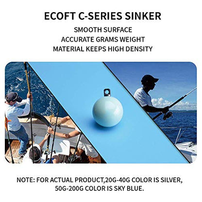 Lead Free Fishing Weights Sinkers 20g-200g Coated Egg Sinkers Cannonball Weights Assorted Sizes Bag and Fishing Weights Assortment Box Non-Lead Fishing Weights Saltwater Freshwater - style: 20g(0.7oz)-16pcs