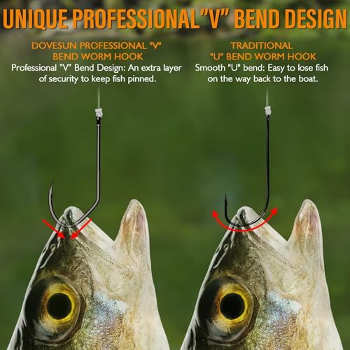 Dovesun Weedless Hooks Worm Hooks Weedless Hooks for Bass Fishing Texas Rig Hooks 30PCS Professional V Fishing Hooks for Freshwater Saltwater 3/0