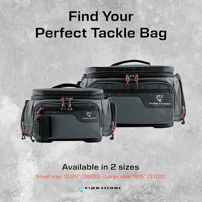 Evolution Fishing Largemouth 3.0 3600 Tackle Bag - Patent Pending Modular Pop Out Pockets, Grey, Tackle Storage, Molded Bottom, Heavy Duty Fishing Bag, Includes Deep Quiklatch Tackle Tray