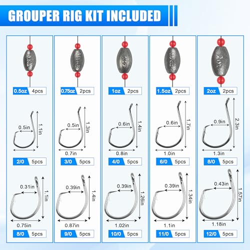 SILANON Pre-Rigged Carolina rig Saltwater Grouper Rig Egg Sinker Flounder Rigs with 10 Circle Hooks Steel Wire Leader for Catfish Snapper Flounder Halibut Redfish Surf Fishing Bottom Rig - size: 1.5oz Egg sinker Rig(4pcs)+Circle hooks(10pcs)