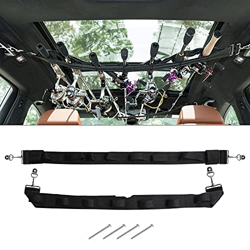 Dr.Fish Car Fishing Rod Holder, 5/7 Rod Adjustable Fishing Pole Rack | Durable Nylon, Adjustble Roof-top Holder Rack for Vehicles, Pick Up, Full Size SUV. Available in 5 or 7 rod Capacity - size: 7 Rod Screw Mount, 30-60"