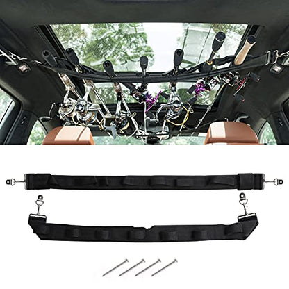 Dr.Fish Car Fishing Rod Holder, 5/7 Rod Adjustable Fishing Pole Rack | Durable Nylon, Adjustble Roof-top Holder Rack for Vehicles, Pick Up, Full Size SUV. Available in 5 or 7 rod Capacity - size: 7 Rod Screw Mount, 30-60"