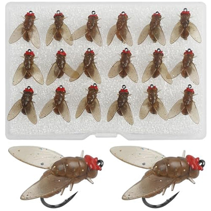 Bionic Fly Fishing Bait,18pcs/36pcs Trout Jig Swimbait Fly Hook Soft Bait Dry Flies Fly Fishing Lures Assortment Kit Attractant Fishing Gear Artificial Fishing Lure Panfish Lure Set - color: Browm-18PCS