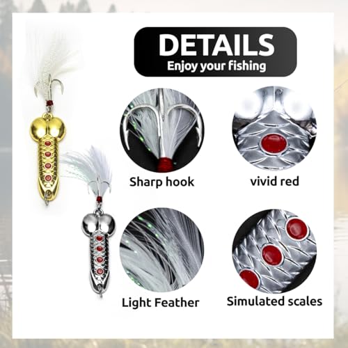 5Pcs Funny Fishing Lures for Men Freshwater Saltwater Fishing Equipment Fishing Spinner Baits for Bass/Trout Gag Gift for Valentine's Day, White Elephant Festival Father's Day - color: Golden