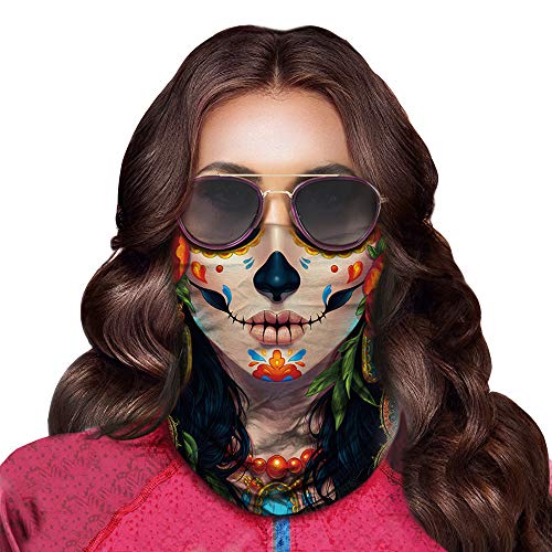 Obacle Skull Face Mask for Women Dust Wind Sun Protection Rave Festival Riding - color: Human Face Black Nose Tear Lips