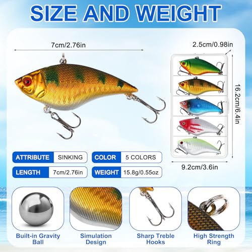 Skylety 10 Pieces Mini Fishing Lures Fishing Hard Baits Hooks Crankbaits Lures Baits Topwater Strong Sound for More Bites Freshwater Saltwater Trout Bass Perch with Box - style: Fish