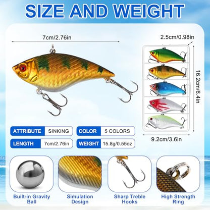 Skylety 10 Pieces Mini Fishing Lures Fishing Hard Baits Hooks Crankbaits Lures Baits Topwater Strong Sound for More Bites Freshwater Saltwater Trout Bass Perch with Box - style: Fish