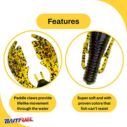 BAITFUEL Paca Slim Infused with Supercharged X55 Formula Gel: Fish Scent Technology with Powerful Attractants | 4-Inch, Watermelon Red, 2-Pack