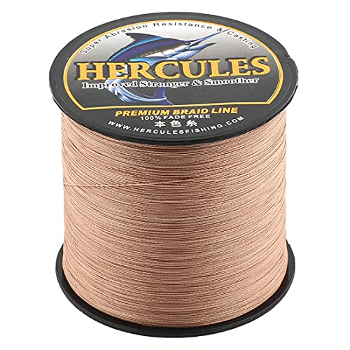 HERCULES Braided Fishing Line, Not Fade, 109-2187 Yards PE Lines, 4 Strands Multifilament Fish line, 6lb - 100lb Test for Saltwater and Freshwater, Abrasion Resistant - color: Brown, size: 15lb (6.8kg)-0.16mm-1094Yds (1000m)-4S