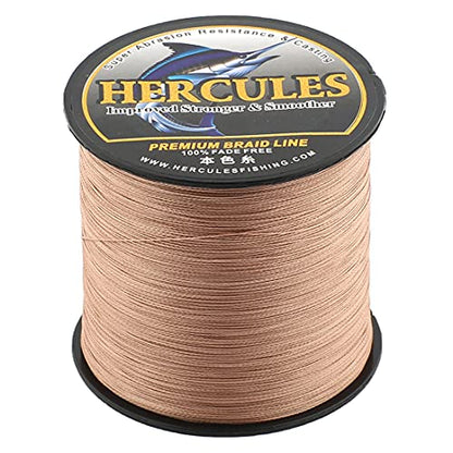 HERCULES Braided Fishing Line, Not Fade, 109-2187 Yards PE Lines, 4 Strands Multifilament Fish line, 6lb - 100lb Test for Saltwater and Freshwater, Abrasion Resistant - color: Brown, size: 15lb (6.8kg)-0.16mm-1094Yds (1000m)-4S