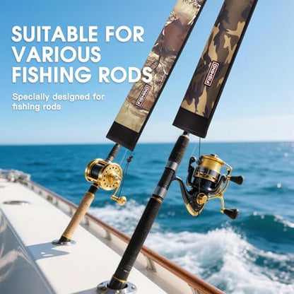Neoprene Fishing Rod Sleeve, 6ft-8ft Floating & Puncture Resistant Rod Sock | Protective Cover for Casting, Spinning, Trolling Fishing Poles - color: National flag, style: Spinning（3.54" opening）