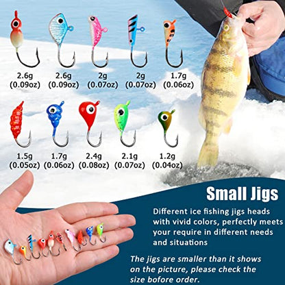 Fishing Lures Ice Fishing Jigs 48pcs Ice Fishing Gear Small Jig Head Panfish Crappie Jigs Ice Fishing Jigging Lures Kit