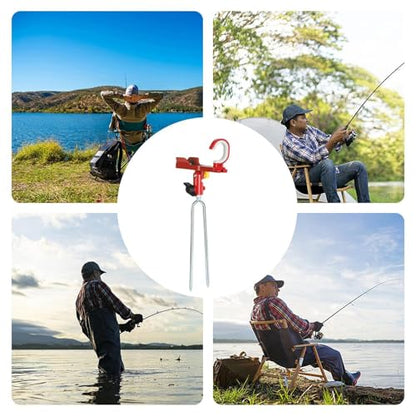 Fishing Rod Holder, Adjustable R-od Angle Support, 13.7x37cm, Rod Rack Spike, Ground Fishing Stand, Sturdy Rust Resistant Frame, for Shore, Beach, Dock, Kayak, Pontoon, and Surf F-ishing - color: Red