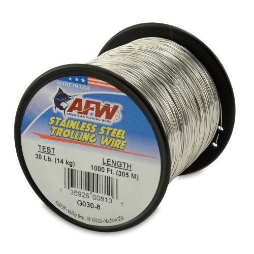 American Fishing Wire Stainless Steel Trolling Wire (Single Strand) - size: 1000 Feet, 30 Pound Test