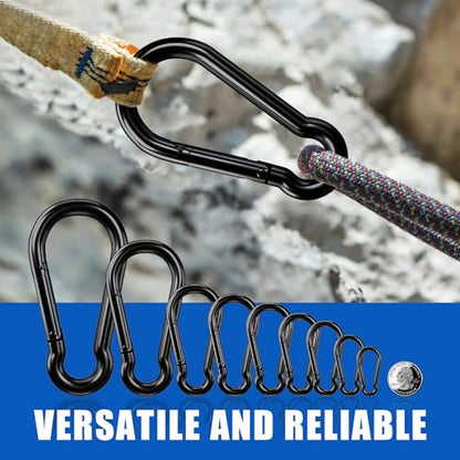 Small Carabiner Clip Hook, 1.57 inch 10 pcs Black Heavy Duty Spring Snap Hook Key Chain, Carabiners Clips for Outdoor Camping, Swing Set, Hammock, Hiking Travel, Fishing, Quick Link Keychain - size: M4-1.57"