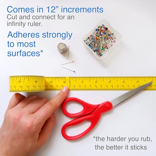 ChromaLabel 1 Inch Adhesive Measuring Tape with Ruler, Flexible Measuring Tape, Yellow, 12 Inch - Case of 10 - color: Yellow, size: 1" Wide Pack of 10