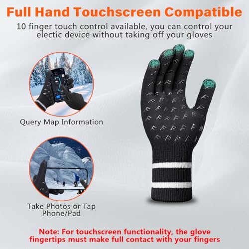 Fullsheild Men Women Waterproof Merino Wool Knit Gloves 3-Layer Thermal Water Proof Gloves for Hiking, Fishing, Hunting - size: X-Large