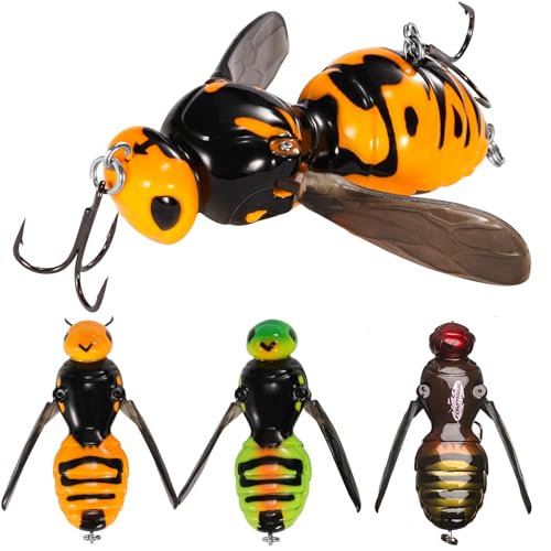 FONMANG Top Water Fishing Lures, 3-Pcs Topwater Lures for Bass Walleye Pike, 2025 New Wasp Crawl Bait for Freshwater and Saltwater - color: A1-Wasp Topwater